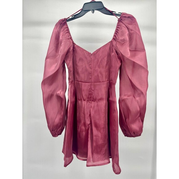 Women's Dress - Lelis Falling in Love Mini Dress Maroon Red Longseave Size XS - Picture 4 of 8